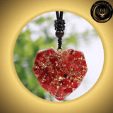 Cristal En Forme De Coeur Glaçure De Couleur Rouge Sublime Collier - pendentif orgone - Sri Tantra - Géométrie Sacrée
