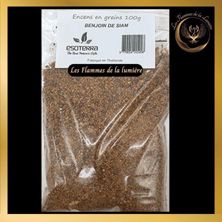 Encens Benjoin de Siam 100g - en grains - Esoterra disponible chez Les Flammes de la Lumière