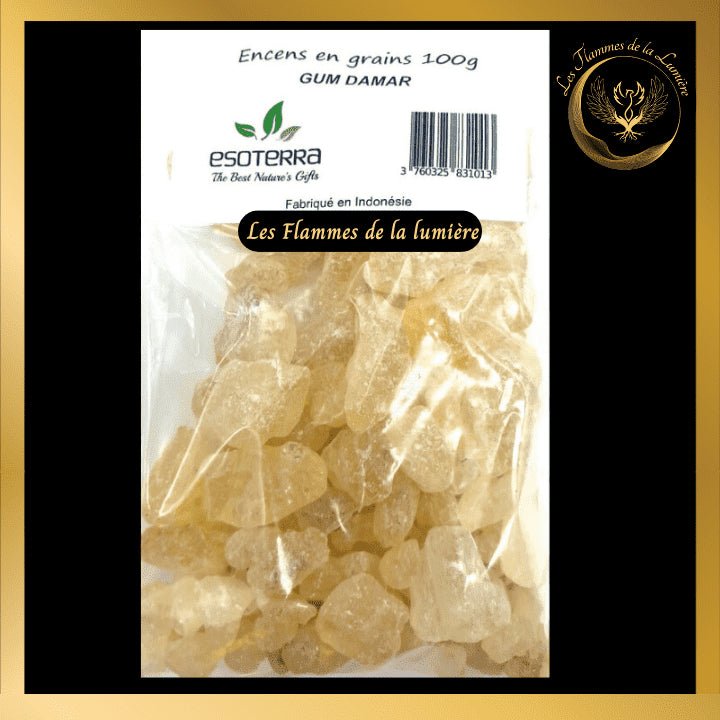 Encens Gum Damar 100g - en grains - Esoterra disponible chez Les Flammes de la Lumière