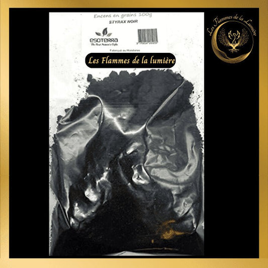 Encens Styrax Noir - 100g - en grains - Esoterra disponible chez Les Flammes de la Lumière