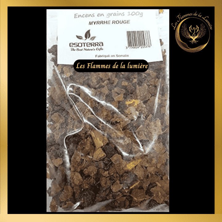 Encens Myrrhe Rouge - 100g - en grains - Esoterra disponible chez Les Flammes de la Lumière