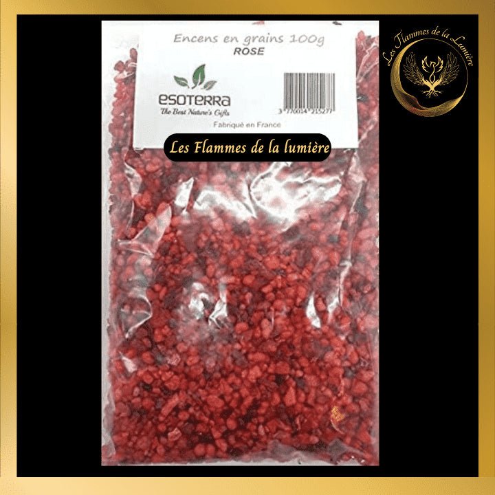 Encens Rose Mystique - 100g - en grains - Esoterra disponible chez Les Flammes de la Lumière