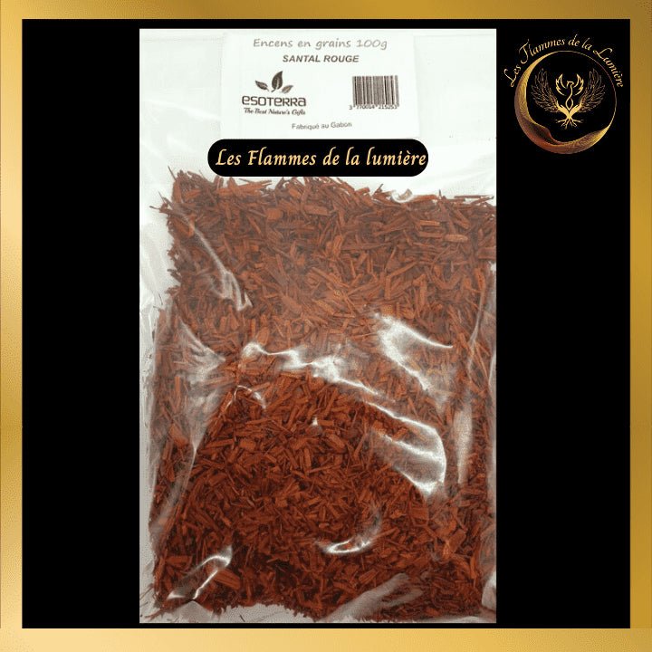 Encens Santal Rouge - 100g - en grains - Esoterra disponible chez Les Flammes de la Lumière