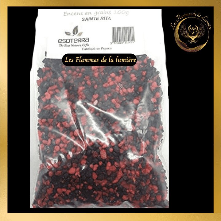 Encens Sainte Rita 100g - en grains - Esoterra disponible chez Les Flammes de la Lumière