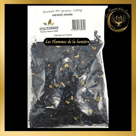 Encens Vierge Noire 100g - en grains - Esoterra disponible chez Les Flammes de la Lumière