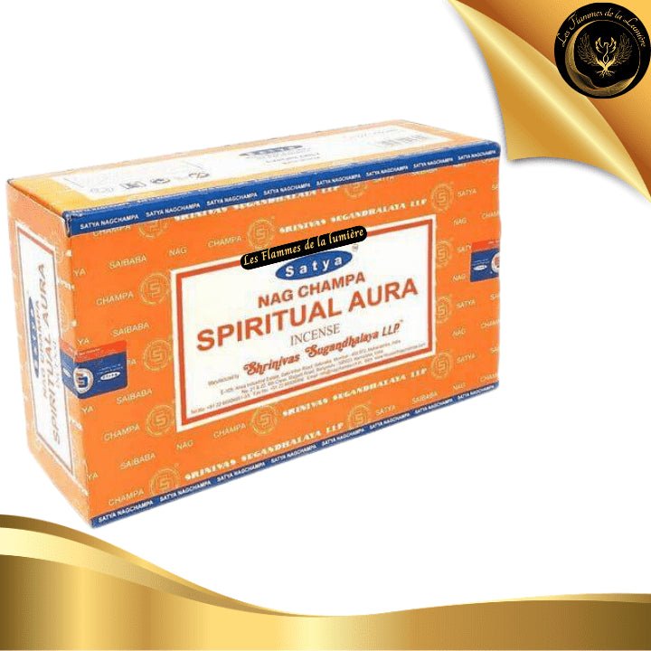 Encens Satya Aura Spirituelle 15g - 12 Bâtons d'Encens disponible chez Les Flammes de la Lumière