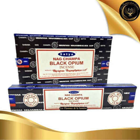 Encens Satya Black Opium 15g - 12 Bâtons d'Encens disponible chez Les Flammes de la Lumière