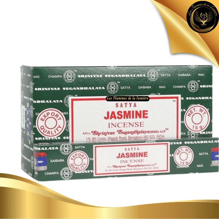 Encens Satya Jasmin 15g - 12 Bâtons d'Encens disponible chez Les Flammes de la Lumière