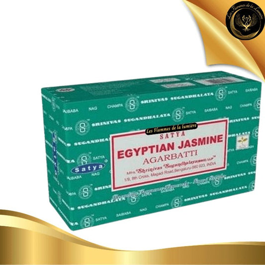 Encens Satya Jasmin Egyptien 15g - 12 Bâtons d'Encens disponible chez Les Flammes de la Lumière