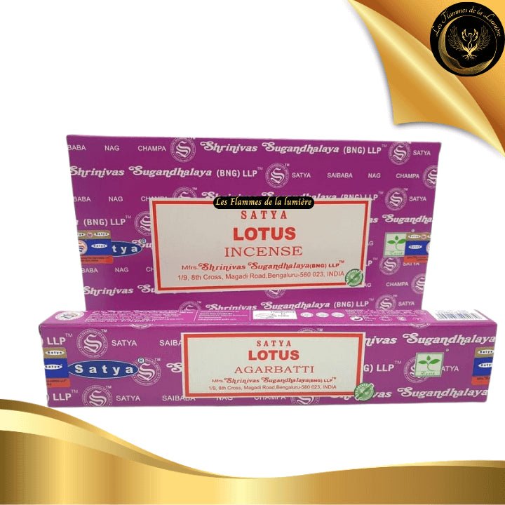 Encens Satya Lotus 15g - 12 Bâtons d'Encens disponible chez Les Flammes de la Lumière