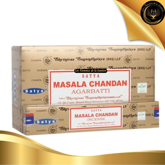 Encens Satya Masala Chandan 15g - 12 Bâtons d'Encens disponible chez Les Flammes de la Lumière