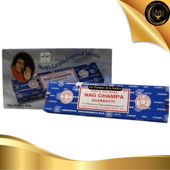 Encens Satya Nag Champa 100g - 80 Bâtons d'Encens disponible chez Les Flammes de la Lumière