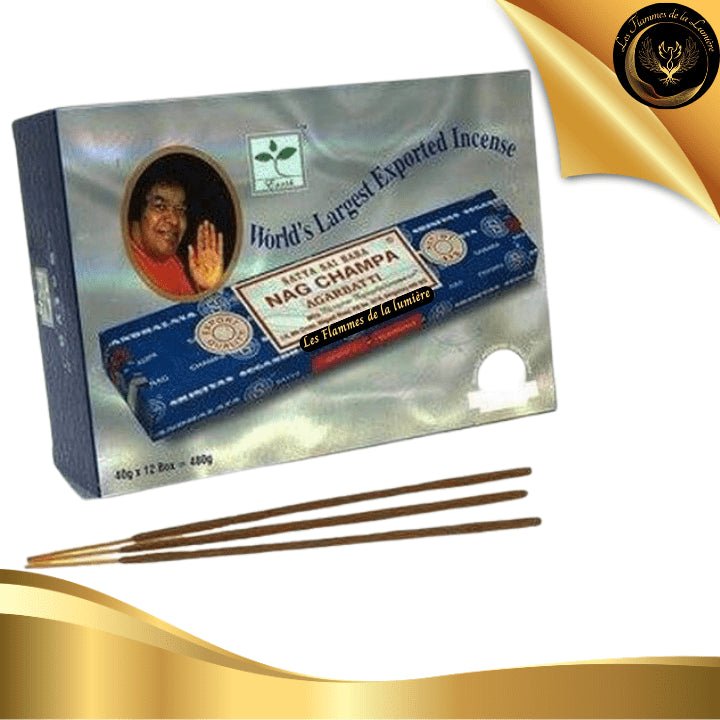 Encens Satya Nag Champa 40g - 32 Bâtons d'Encens disponible chez Les Flammes de la Lumière