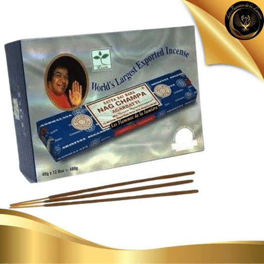 Encens Satya Nag Champa 40g - 32 Bâtons d'Encens disponible chez Les Flammes de la Lumière