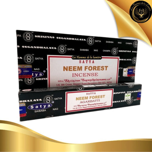 Encens Satya Neem Forest 15g - 12 Bâtons d'Encens disponible chez Les Flammes de la Lumière