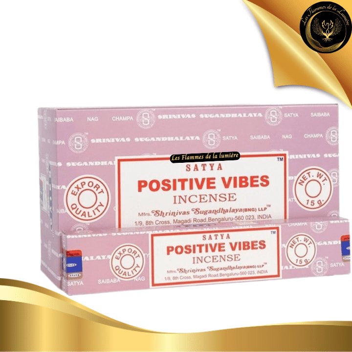 Encens Satya Positive Vibes 15g - 12 Bâtons d'Encens disponible chez Les Flammes de la Lumière