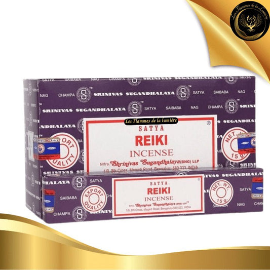 Encens Satya Reiki 15g - 12 Bâtons d'Encens disponible chez Les Flammes de la Lumière