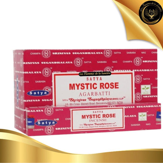 Encens Satya Rose Mystique 15g - 12 Bâtons d'Encens disponible chez Les Flammes de la Lumière