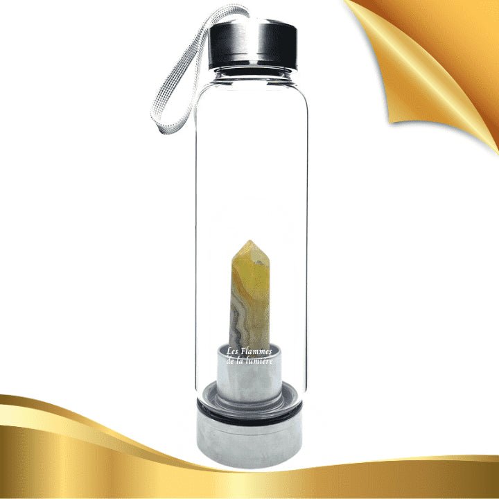 Fluorite jaune - Bouteille Tadasana Pointe - 550ml disponible chez Les Flammes de la Lumière