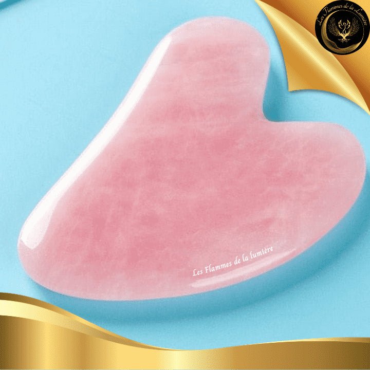 Gua Sha - Quartz rose - Pierre de Massage - 100% naturelle - 8,5x5.5cm - visage & corps disponible chez Les Flammes de la Lumière