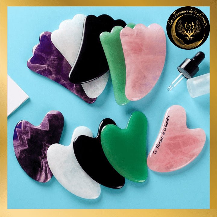 Gua Sha - Quartz rose - Pierre de Massage - 100% naturelle - 8,5x5.5cm - visage & corps disponible chez Les Flammes de la Lumière