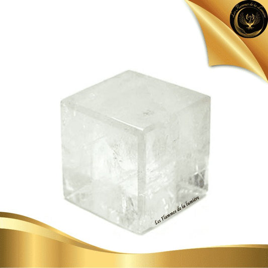 Hexaèdre (Cube) en Cristal de Roche de Qualité AA - Solide de Platon - Géométrie sacrée chez Les Flammes de la Lumière
