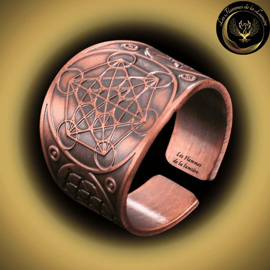 Magnifique Anneau de protection Cube de Métatron - Cuivre - Différentes tailles - Géométrie Sacrée disponible chez Les Flammes de la Lumière