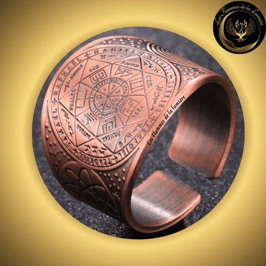 Magnifique Anneau de protection des 7 archanges - Cuivre - Différentes tailles - Géométrie Sacrée disponible chez Les Flammes de la Lumière