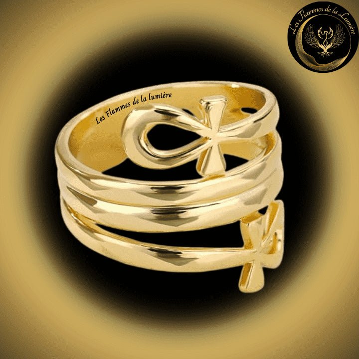 Magnifique bague - Ankh - Acier Inoxydable couleur or disponible chez Les Flammes de la Lumière