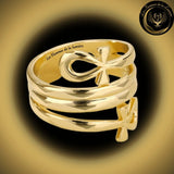 Magnifique bague - Ankh - Acier Inoxydable couleur or disponible chez Les Flammes de la Lumière