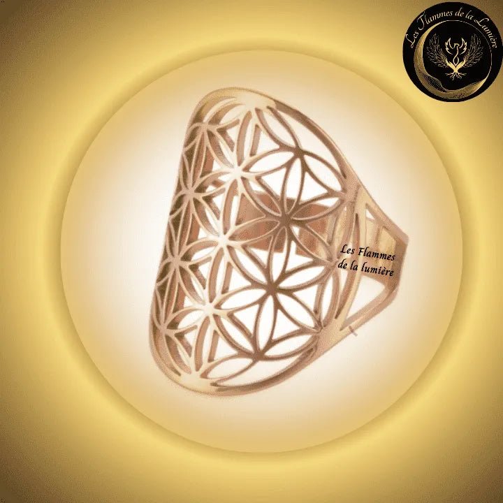 Magnifique Bague ajustable - Fleur de vie - acier inoxydable - géométrie sacrée disponible chez Les Flammes de la Lumière