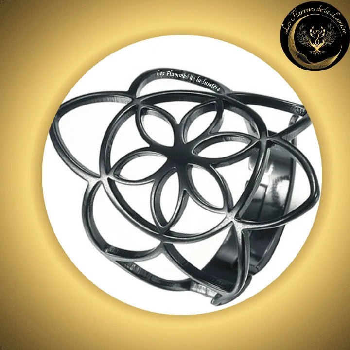 Magnifique Bague ajustable - Fleur de vie - acier inoxydable - géométrie sacrée disponible chez Les Flammes de la Lumière