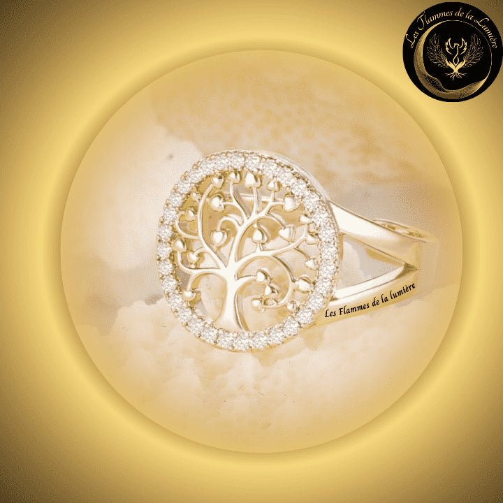 Magnifique Bague ajustable - Arbre de vie - cuivre - géométrie sacrée - doré disponible chez Les Flammes de la Lumière