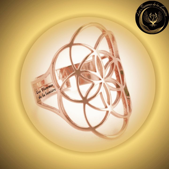 Magnifique Bague ajustable - Fleur de vie - acier inoxydable - géométrie sacrée disponible chez Les Flammes de la Lumière