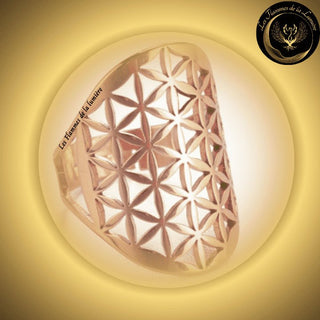 Magnifique Bague rosée ajustable - Fleur de vie - acier inoxydable - géométrie sacrée disponible chez Les Flammes de la Lumière