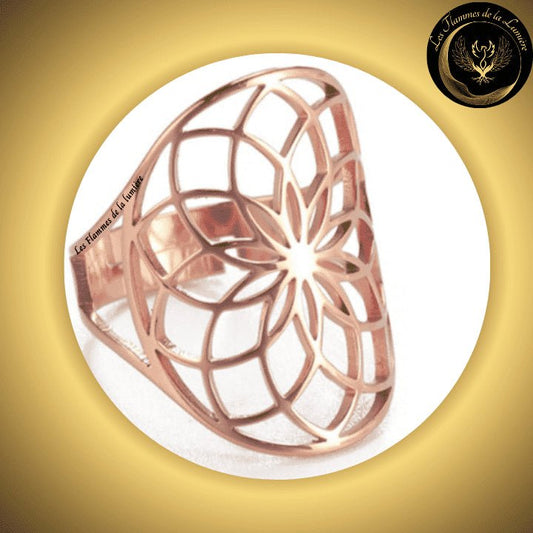Magnifique Bague ajustable - Fleur de vie - acier inoxydable - géométrie sacrée disponible chez Les Flammes de la Lumière