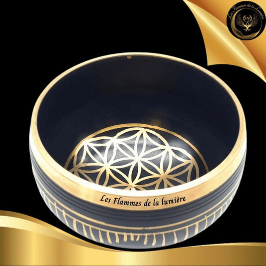 Magnifique Bol Tibétain - 12 cm - 650g - Géométrie Sacrée - Fleur de Vie disponible chez Les Flammes de la Lumière