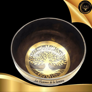 Magnifique Bol Tibétain en bronze pur - 15 cm - 700g - Géométrie Sacrée - Arbre de Vie disponible chez Les Flammes de la Lumière
