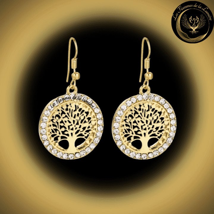 Magnifique Boucles d'oreilles - Arbre de vie - acier inoxydable - géométrie sacrée - doré chez Les Flammes de la Lumière