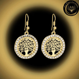 Magnifique Boucles d'oreilles - Arbre de vie - acier inoxydable - géométrie sacrée - doré chez Les Flammes de la Lumière