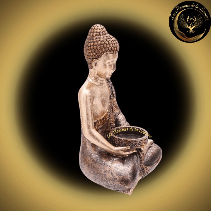 Magnifique Statue bouddha thaï porte-bougie disponible chez Les Flammes de la Lumière