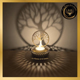 Magnifique Bougeoir doré à réflexion murale - Arbre de Vie - 11cm disponible chez Les Flammes de la Lumière