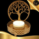 Magnifique Bougeoir doré à réflexion murale - Arbre de Vie - 11cm disponible chez Les Flammes de la Lumière