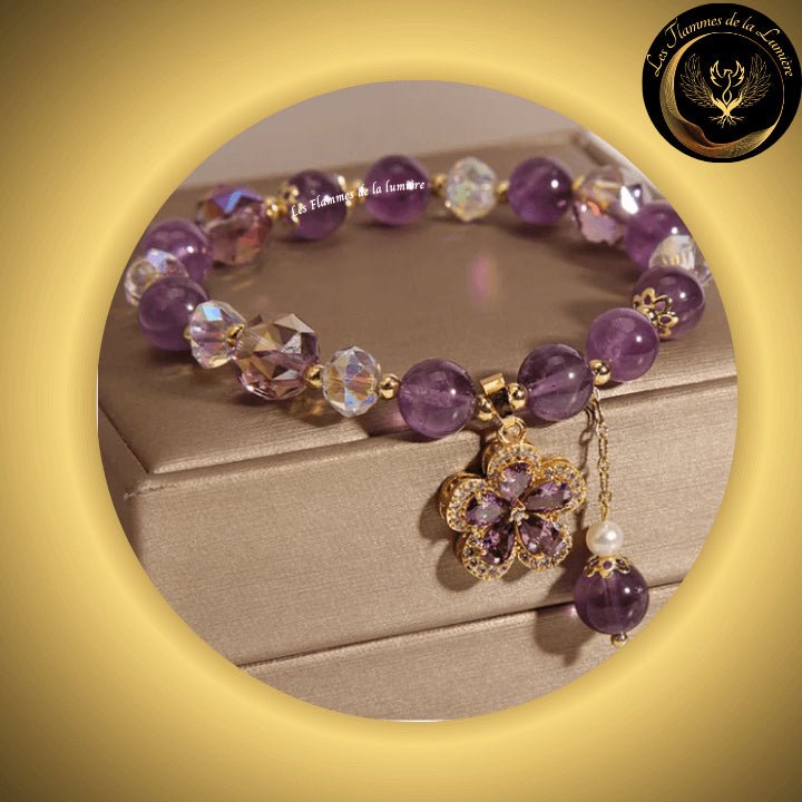 Magnifique bracelet en Améthyste disponible chez Les Flammes de la Lumière