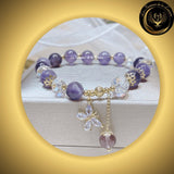 Magnifique bracelet en Améthyste, Cristal & zircon disponible chez Les Flammes de la Lumière