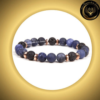 Magnifique Bracelet en Sodalite & Pierre de Lave - 17 à 23 cm disponible chez Les Flammes de la Lumière