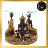 Magnifique Brûleur à Huile - Bouddha Thaï Or et Marron - bougeoir disponible chez Les Flammes de la Lumière