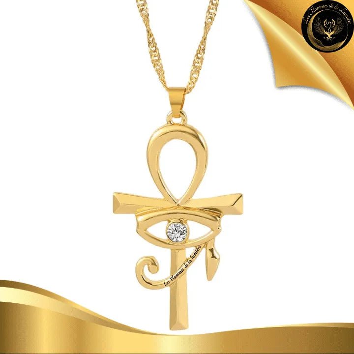 Magnifique collier - Oeil d'Horus & Ankh disponible chez Les Flammes de la Lumière