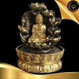 Magnifique Fontaine à eau Cascade - Statue de Bouddha doré en résine avec LED - 28cm disponible chez Les Flammes de la Lumière