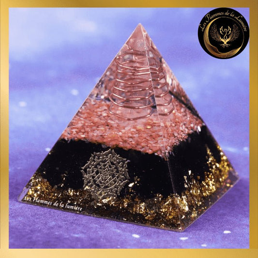 Obsidienne - Magnifique Pyramide en Orgonite - Sri Yantra - 5 à 8 cm disponible chez Les Flammes de la Lumière